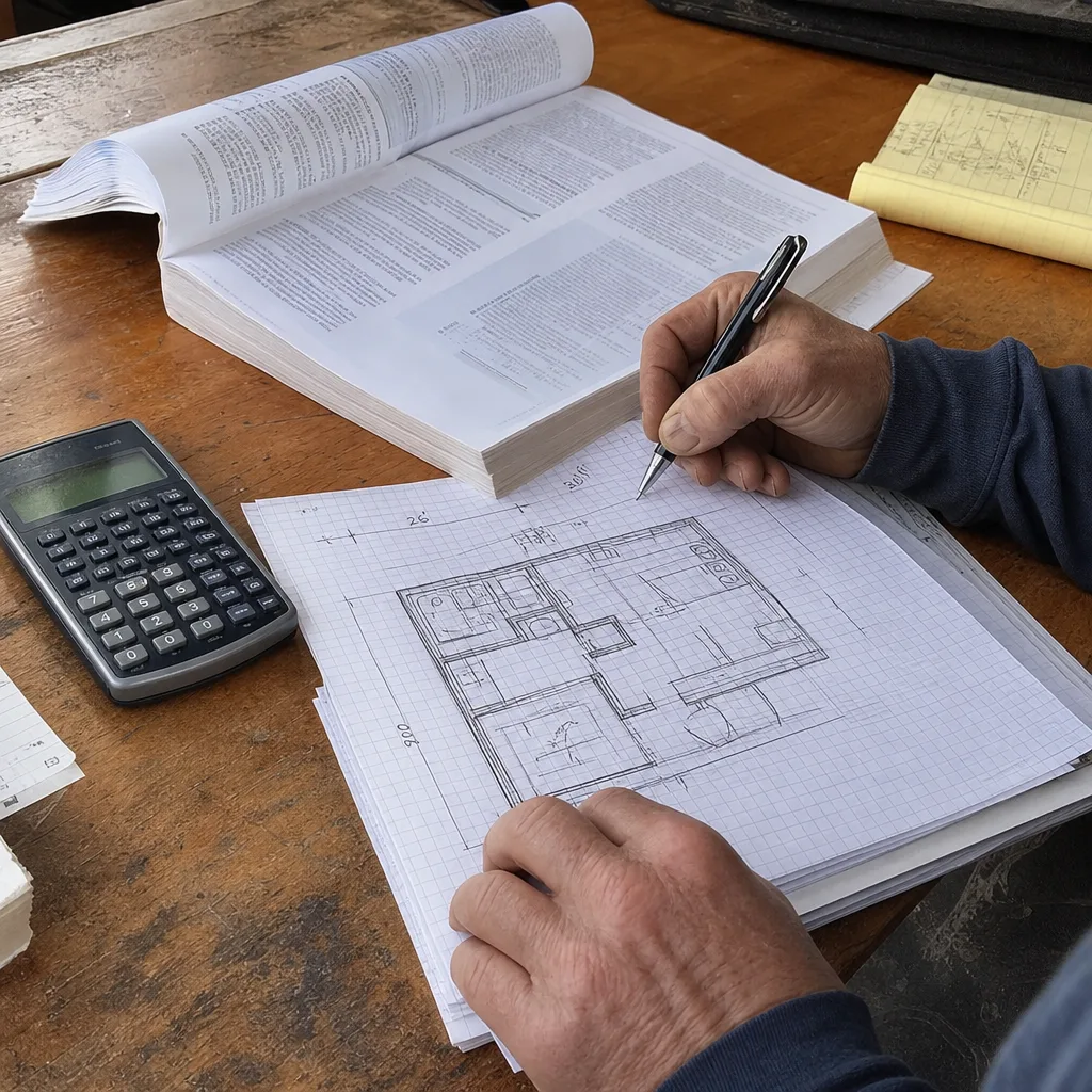 Architect sketching an ADU floor plan for design and permitting